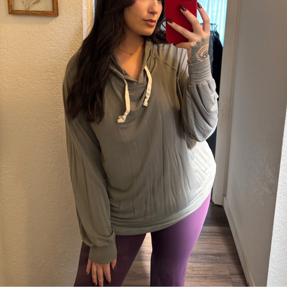 Women's Gray Hoodie Top Chic Soul Size 1x